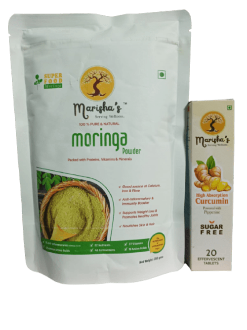 moringa curcumin, moringa health benefits, moringa turmeric benefits, moringa powder benefits, curcumin health benefits | marishas | muscle soreness | healthy liver | fatty liver