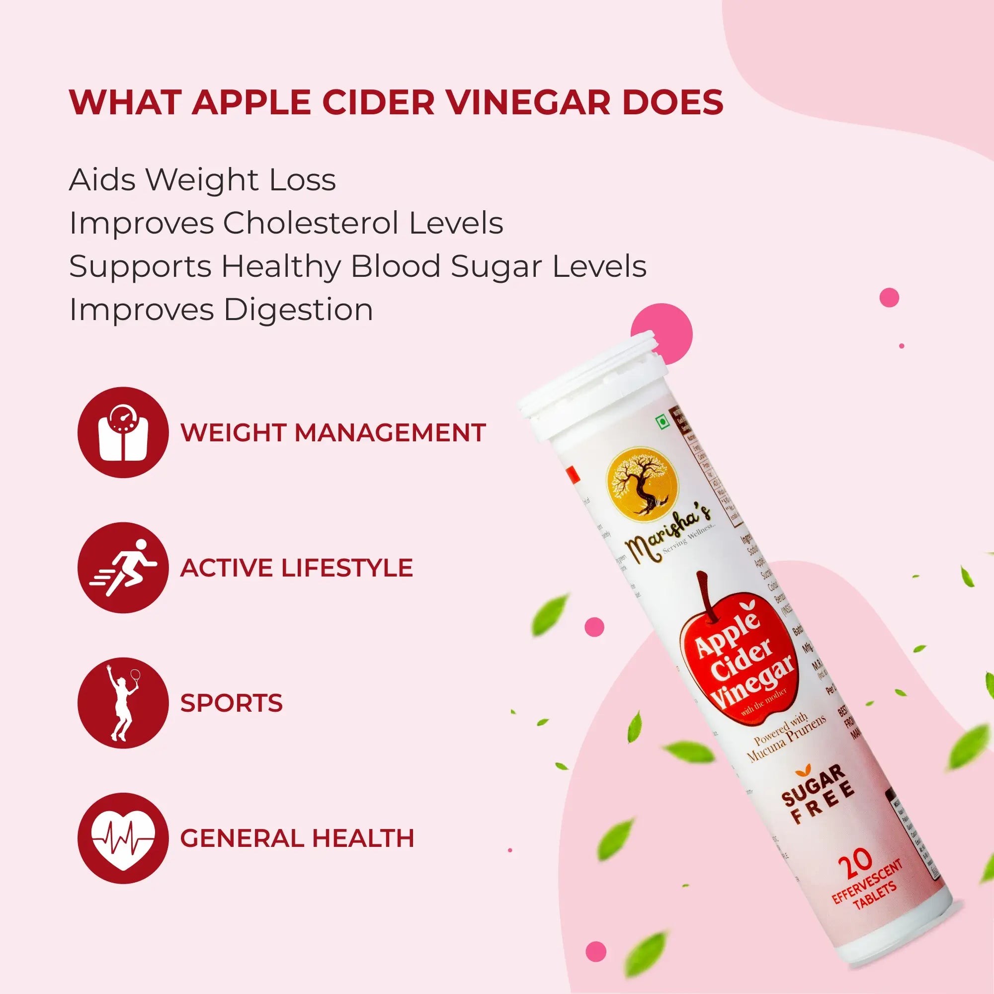 Apple Cider Vinegar Tablets | Weight Management | Gut Cleansing | Marishas