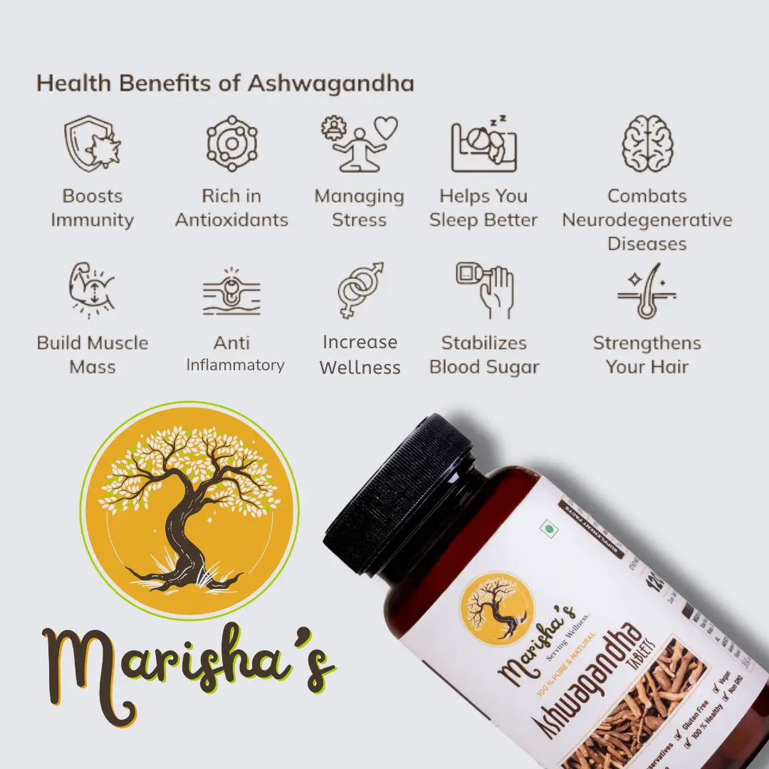 Tablet Supplements With Ashwagandha | Ashwagandha Tablets | Marishas | sleeplessness | sleep | insomnia | libido | stress | post traumatic stress disorder | stress symptoms | stress relief | cortisol | ptsd