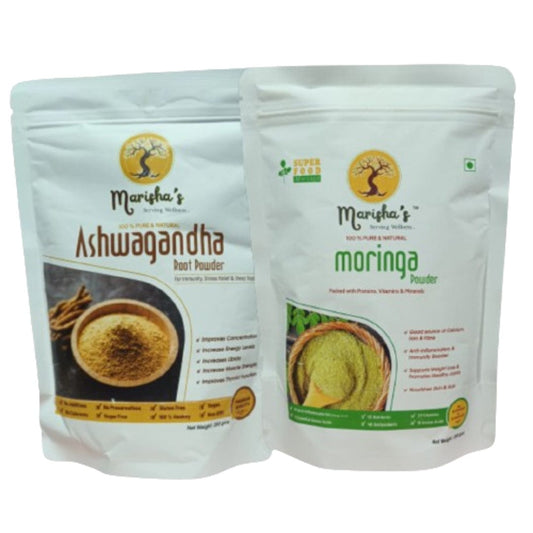 Moringa powder | ashwagandha powder | superfood | superfood combo | herbal |  marishas