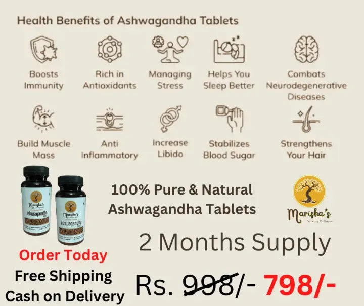 Tablet Supplements With Ashwagandha | Ashwagandha Tablets | Marishas | sleeplessness | sleep | insomnia | libido | stress | post traumatic stress disorder | stress symptoms | stress relief | cortisol | ptsd